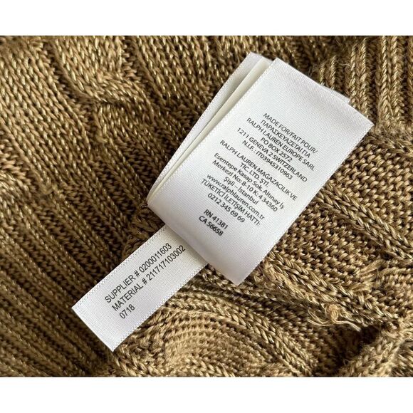 NWOT Polo Ralph Lauren Metallic Gold Cable Knit Sweater Women's XL - Picture 9 of 10
